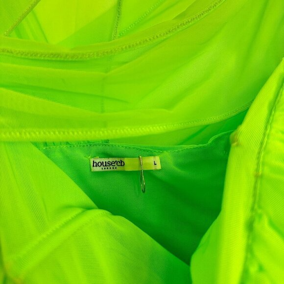 HOUSE OF CB Adrie Cutout Gathered Minidress in Neon Green Size Large - Picture 7 of 15